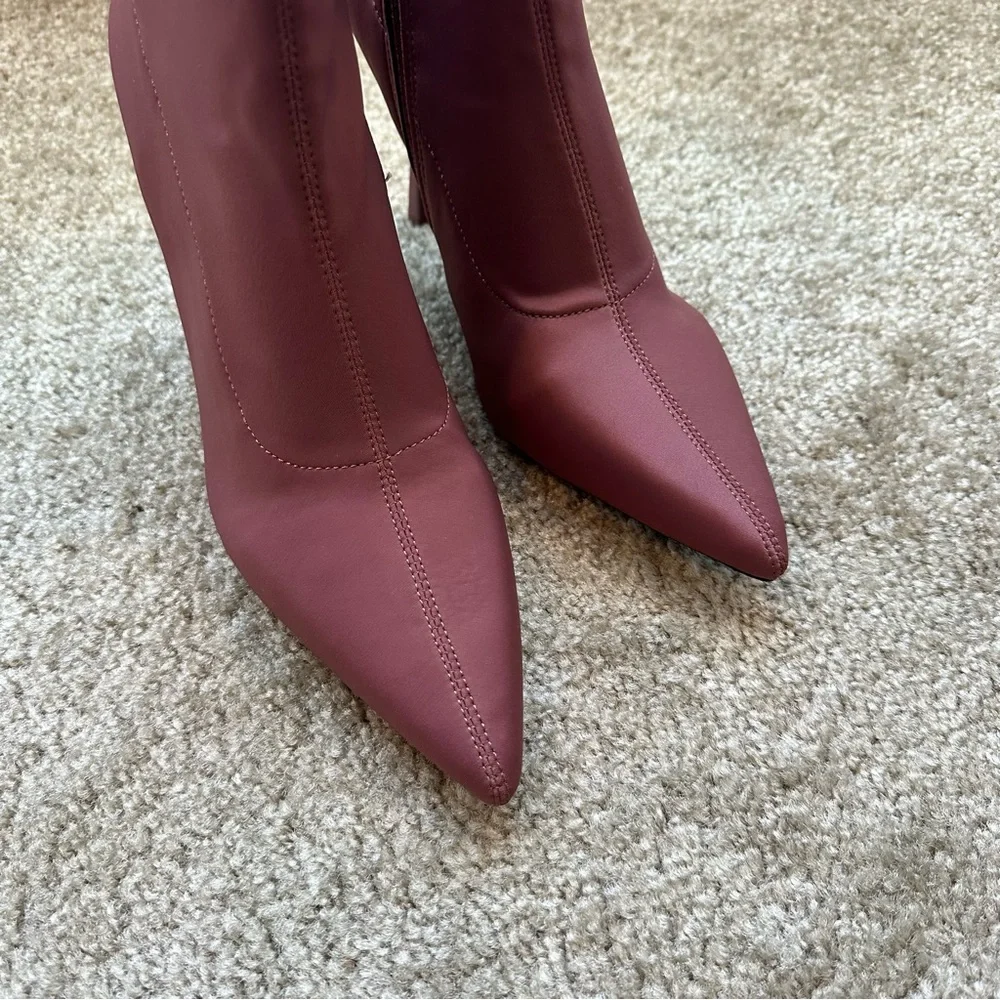 New Zara Pink Stretch Fabric Heeled Ankle Pointed Toe Boots 3102/111 Size 8 - Picture 7 of 7